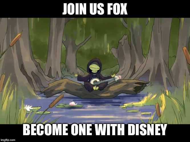 Master Kermit | JOIN US FOX; BECOME ONE WITH DISNEY | image tagged in dark disney,walt disney,kermit the frog | made w/ Imgflip meme maker