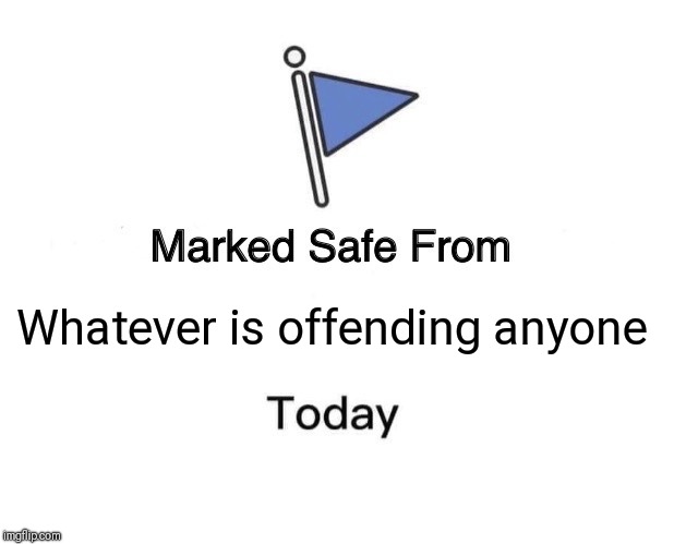 Marked Safe From | Whatever is offending anyone | image tagged in marked safe from facebook meme template | made w/ Imgflip meme maker