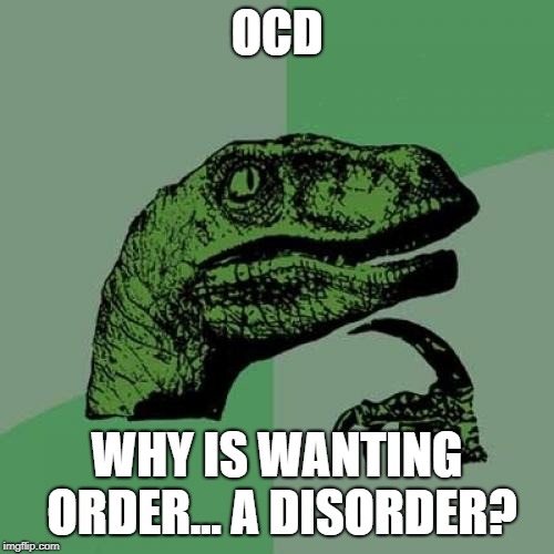 Philosoraptor Meme | OCD; WHY IS WANTING ORDER... A DISORDER? | image tagged in memes,philosoraptor | made w/ Imgflip meme maker