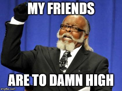 Too Damn High |  MY FRIENDS; ARE TO DAMN HIGH | image tagged in memes,too damn high | made w/ Imgflip meme maker