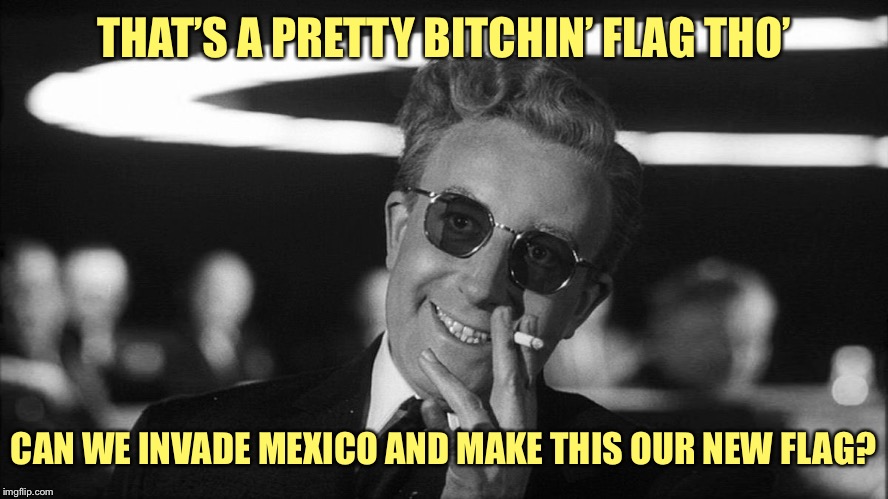 Doctor Strangelove says... | THAT’S A PRETTY B**CHIN’ FLAG THO’ CAN WE INVADE MEXICO AND MAKE THIS OUR NEW FLAG? | made w/ Imgflip meme maker