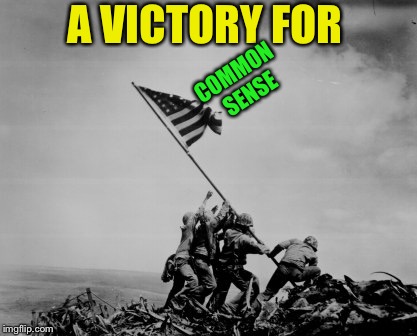Iwo Jima  | A VICTORY FOR COMMON SENSE | image tagged in iwo jima | made w/ Imgflip meme maker