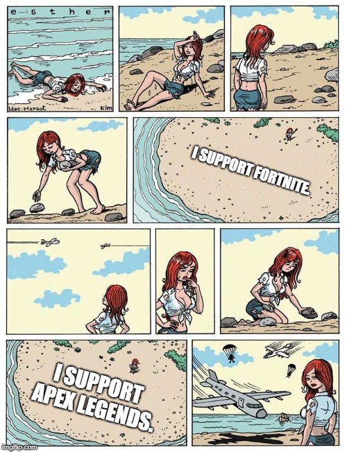 Why Fortnite's Dead. | I SUPPORT FORTNITE. I SUPPORT APEX LEGENDS. | image tagged in esther verkest's help sign blank | made w/ Imgflip meme maker