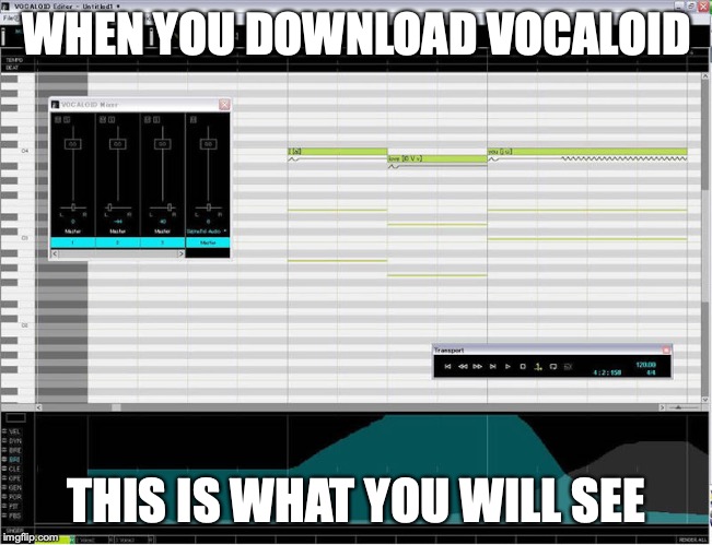 Vocaloid | WHEN YOU DOWNLOAD VOCALOID; THIS IS WHAT YOU WILL SEE | image tagged in vocaloid,memes | made w/ Imgflip meme maker