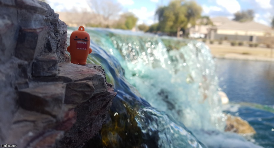 Domo Kun Waterfall | image tagged in waterfall,kittens running from domo,funny memes,excited | made w/ Imgflip meme maker