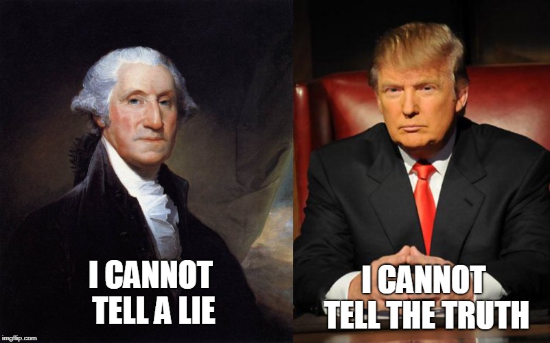 I CANNOT TELL THE TRUTH; I CANNOT TELL A LIE | image tagged in memes,george washington,serious trump | made w/ Imgflip meme maker