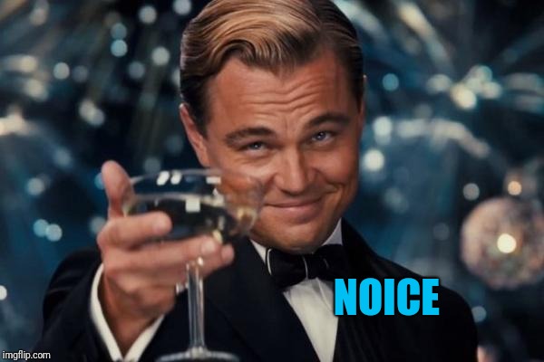 Leonardo Dicaprio Cheers Meme | NOICE | image tagged in memes,leonardo dicaprio cheers | made w/ Imgflip meme maker