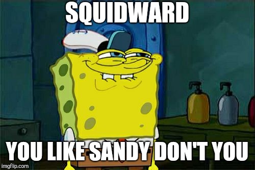 Don't You Squidward | SQUIDWARD; YOU LIKE SANDY DON'T YOU | image tagged in memes,dont you squidward | made w/ Imgflip meme maker