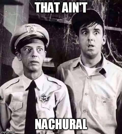 Shocked in Mayberry | THAT AIN'T; NACHURAL | image tagged in shocked in mayberry | made w/ Imgflip meme maker