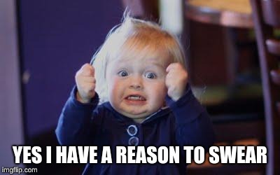 excited kid | YES I HAVE A REASON TO SWEAR | image tagged in excited kid | made w/ Imgflip meme maker