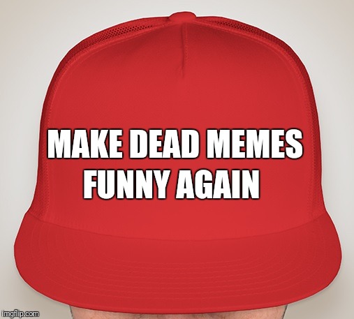 Trump Hat | MAKE DEAD MEMES FUNNY AGAIN | image tagged in trump hat | made w/ Imgflip meme maker