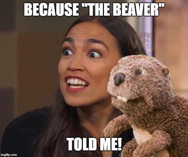 Where the "New Green Deal" Really Came From | BECAUSE "THE BEAVER"; TOLD ME! | image tagged in alexandria ocasio-cortez,crazy alexandria ocasio-cortez,funny memes,new green deal,funny | made w/ Imgflip meme maker