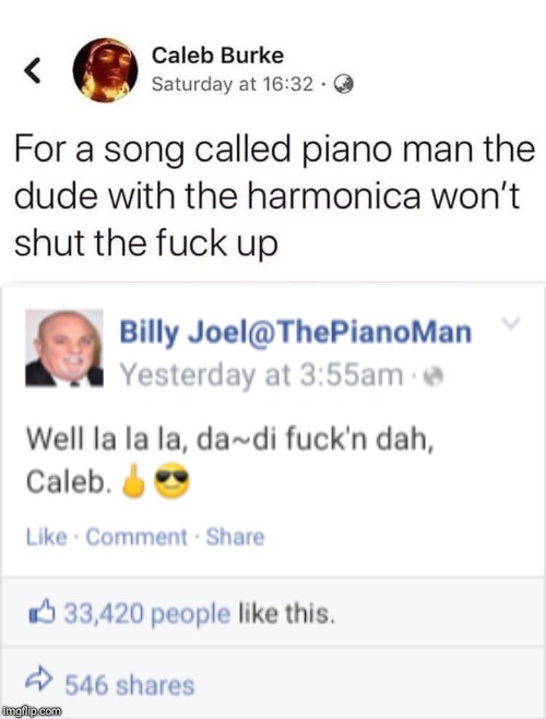 The Piano Man | image tagged in thepianoman,fakebook,billyjoel,caleb | made w/ Imgflip meme maker