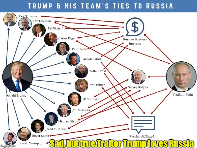 Trump Russian connections | Sad, but true.Traitor Trump loves Russia | image tagged in trump,russia,putin,trump russia connections,trump and russia | made w/ Imgflip meme maker