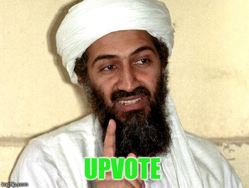 Osama bin Laden | UPVOTE | image tagged in osama bin laden | made w/ Imgflip meme maker