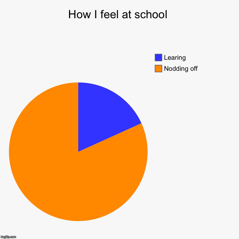 How I feel at school | Nodding off, Learing | image tagged in charts,pie charts | made w/ Imgflip chart maker