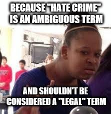 Duh | BECAUSE "HATE CRIME" IS AN AMBIGUOUS TERM AND SHOULDN'T BE CONSIDERED A "LEGAL" TERM | image tagged in duh | made w/ Imgflip meme maker