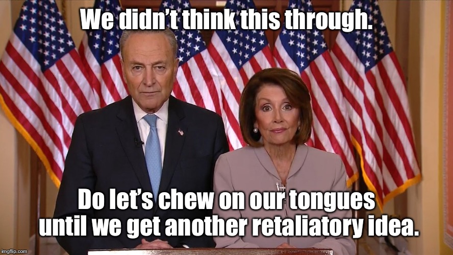 Chuck and Nancy | We didn’t think this through. Do let’s chew on our tongues until we get another retaliatory idea. | image tagged in chuck and nancy | made w/ Imgflip meme maker