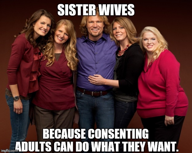 Mormon | SISTER WIVES; BECAUSE CONSENTING ADULTS CAN DO WHAT THEY WANT. | image tagged in mormon | made w/ Imgflip meme maker