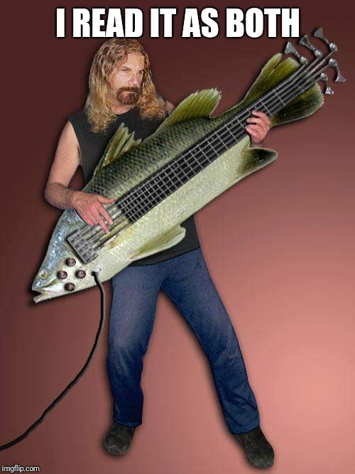 Bass guitar fish | I READ IT AS BOTH | image tagged in bass guitar fish | made w/ Imgflip meme maker