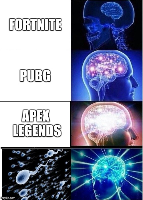 Expanding Brain Meme | FORTNITE; PUBG; APEX LEGENDS | image tagged in memes,expanding brain | made w/ Imgflip meme maker