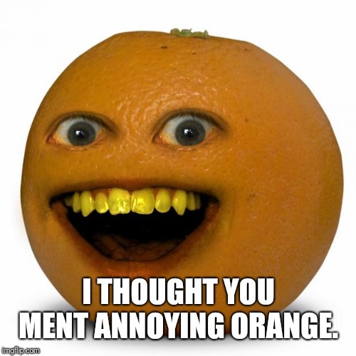 Annoying Orange | I THOUGHT YOU MENT ANNOYING ORANGE. | image tagged in annoying orange | made w/ Imgflip meme maker