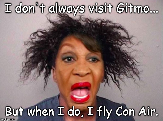 Maxine Waters | I don't always visit Gitmo... But when I do, I fly Con Air. | image tagged in maxine waters | made w/ Imgflip meme maker