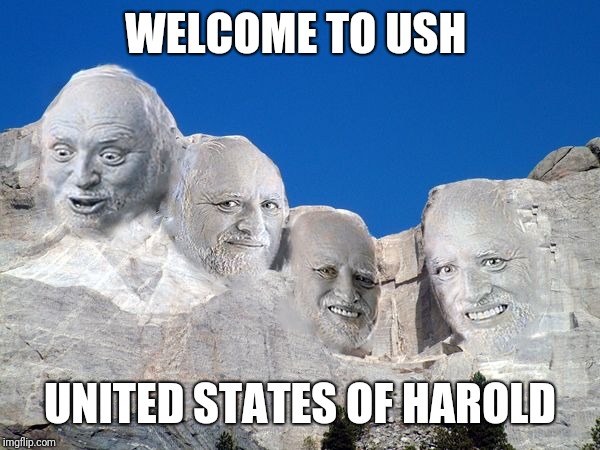 Harold Mt Rushmore | WELCOME TO USH; UNITED STATES OF HAROLD | image tagged in harold mt rushmore | made w/ Imgflip meme maker