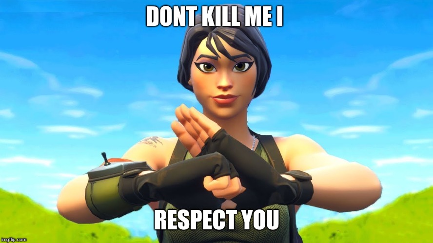 Default respect | DONT KILL ME I; RESPECT YOU | image tagged in memes,seriously,fortnite,fortnite meme | made w/ Imgflip meme maker