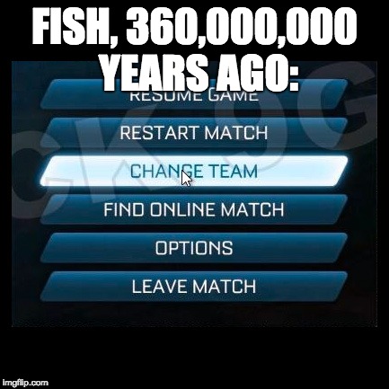 Change Team | FISH, 360,000,000 YEARS AGO: | image tagged in change team | made w/ Imgflip meme maker