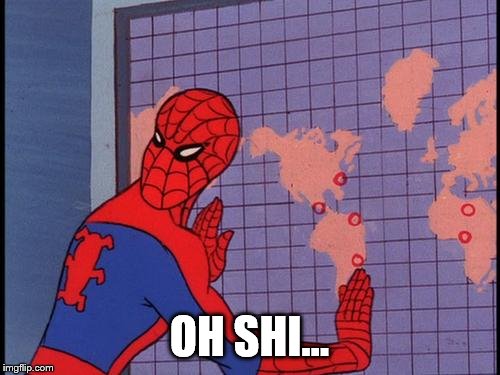 spiderman map | OH SHI… | image tagged in spiderman map | made w/ Imgflip meme maker