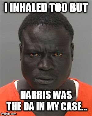 Inmates in San Fran now be like... | I INHALED TOO BUT; HARRIS WAS THE DA IN MY CASE... | image tagged in misunderstood prison inmate | made w/ Imgflip meme maker