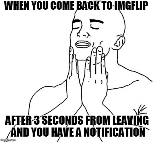 Feels Good Man |  WHEN YOU COME BACK TO IMGFLIP; AFTER 3 SECONDS FROM LEAVING AND YOU HAVE A NOTIFICATION | image tagged in feels good man | made w/ Imgflip meme maker