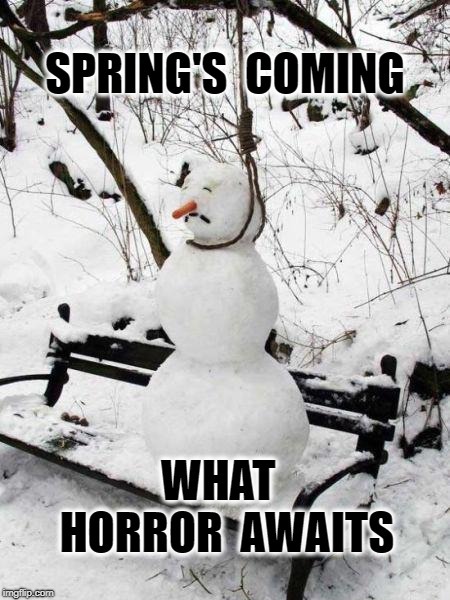 Oh the horror | image tagged in snowman | made w/ Imgflip meme maker