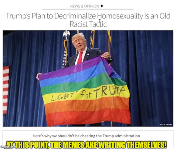 You Can't Make This Up | AT THIS POINT, THE MEMES ARE WRITING THEMSELVES! | image tagged in trump,lgbt,wtf | made w/ Imgflip meme maker