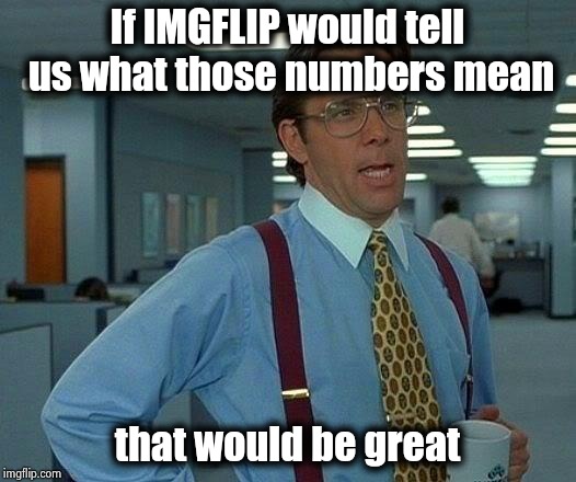Years ? Hours ? Months ? What does it all mean ? | If IMGFLIP would tell us what those numbers mean; that would be great | image tagged in memes,that would be great,random,numbers,the meaning of life,deep thoughts | made w/ Imgflip meme maker