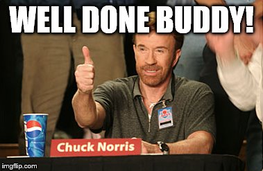 Chuck Norris Approves Meme | WELL DONE BUDDY! | image tagged in memes,chuck norris approves,chuck norris | made w/ Imgflip meme maker