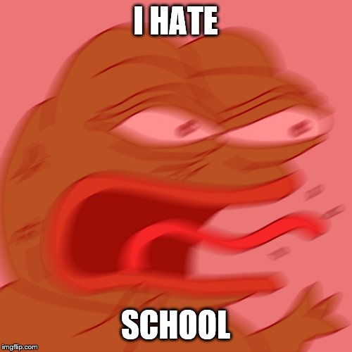 Rage Pepe | I HATE SCHOOL | image tagged in rage pepe | made w/ Imgflip meme maker