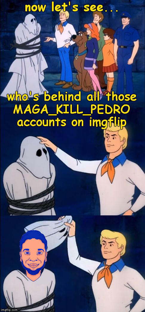 Numbnut | now let's see... who's behind all those MAGA_KILL_PEDRO  accounts on imgflip | image tagged in scooby doo,memes,jussie smollett,fake maga | made w/ Imgflip meme maker