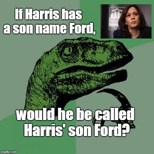 Or would he name himself after the dog Indiana? | If Harris has a son name Ford, would he be called Harris' son Ford? | image tagged in memes,philosoraptor,harris,harrison ford,funny | made w/ Imgflip meme maker