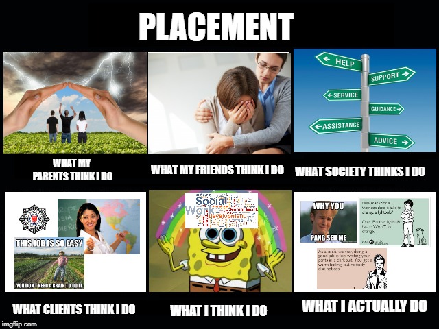 What my friends think I do | PLACEMENT; WHAT MY PARENTS THINK I DO; WHAT SOCIETY THINKS I DO; WHAT MY FRIENDS THINK I DO; WHAT I ACTUALLY DO; WHAT CLIENTS THINK I DO; WHAT I THINK I DO | image tagged in what my friends think i do | made w/ Imgflip meme maker
