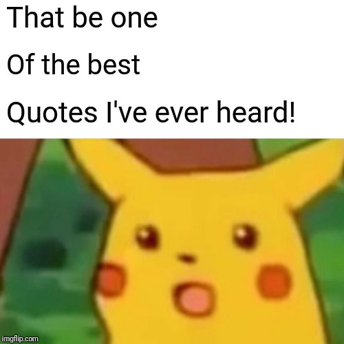 Surprised Pikachu Meme | That be one Of the best Quotes I've ever heard! | image tagged in memes,surprised pikachu | made w/ Imgflip meme maker