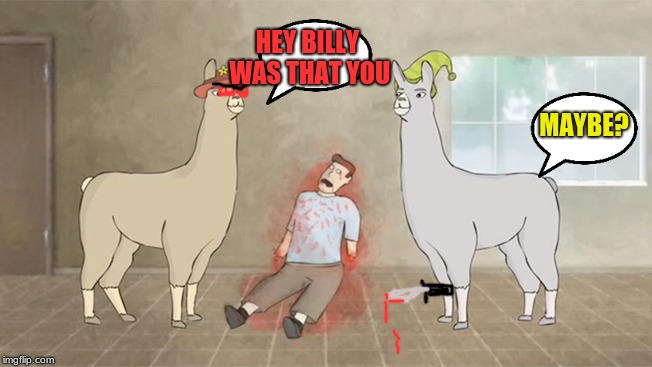 Llamas with hats dead guy | HEY BILLY WAS THAT YOU; MAYBE? | image tagged in llamas with hats dead guy | made w/ Imgflip meme maker