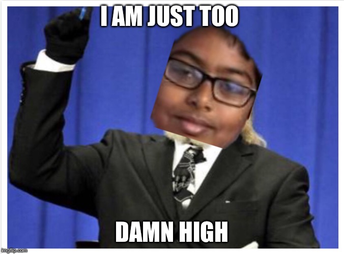 Too damn high  | I AM JUST TOO; DAMN HIGH | image tagged in too damn high | made w/ Imgflip meme maker