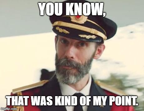 Captain Obvious | YOU KNOW, THAT WAS KIND OF MY POINT. | image tagged in captain obvious | made w/ Imgflip meme maker