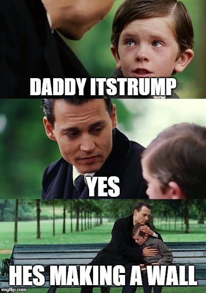 Finding Neverland | DADDY ITSTRUMP; YES; HES MAKING A WALL | image tagged in memes,finding neverland | made w/ Imgflip meme maker