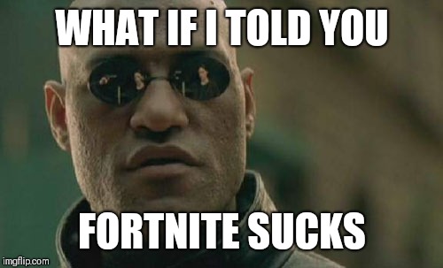 Matrix Morpheus Meme | WHAT IF I TOLD YOU FORTNITE SUCKS | image tagged in memes,matrix morpheus | made w/ Imgflip meme maker