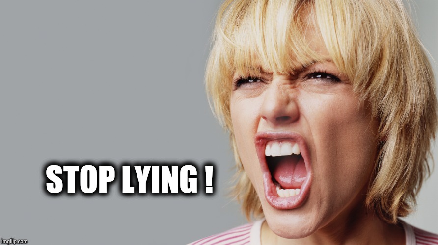 Angry Woman Yelling | STOP LYING ! | image tagged in angry woman yelling | made w/ Imgflip meme maker