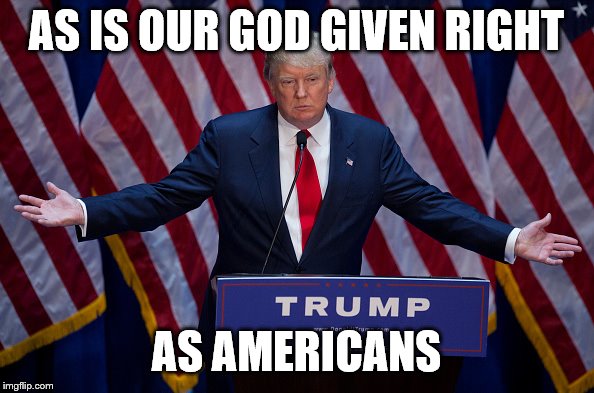 Donald Trump | AS IS OUR GOD GIVEN RIGHT AS AMERICANS | image tagged in donald trump | made w/ Imgflip meme maker