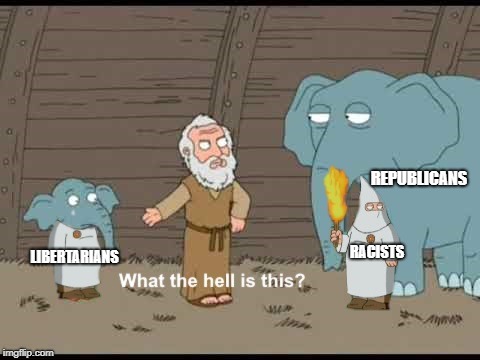 REPUBLICANS; LIBERTARIANS; RACISTS | image tagged in libertarians,republicans | made w/ Imgflip meme maker